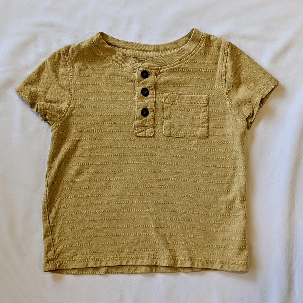 Cat & Jack Tan Short Sleeve Henley Tee